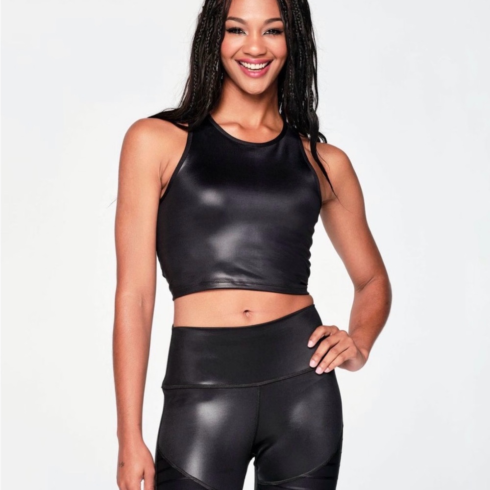 Zumba Black Shiny Crop Top L